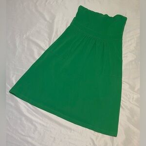 Kelly green pique strapless sundress with POCKETS